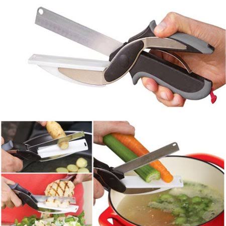 2 in 1 Multifunction Scissors Kitchen Knife Clever Cutter Stainless Steel Cooking Tools