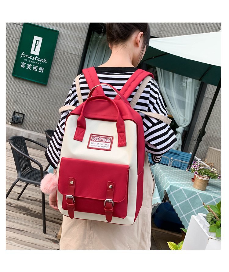 New design 4pcs set backpack bag book bag woman bag canvas bag