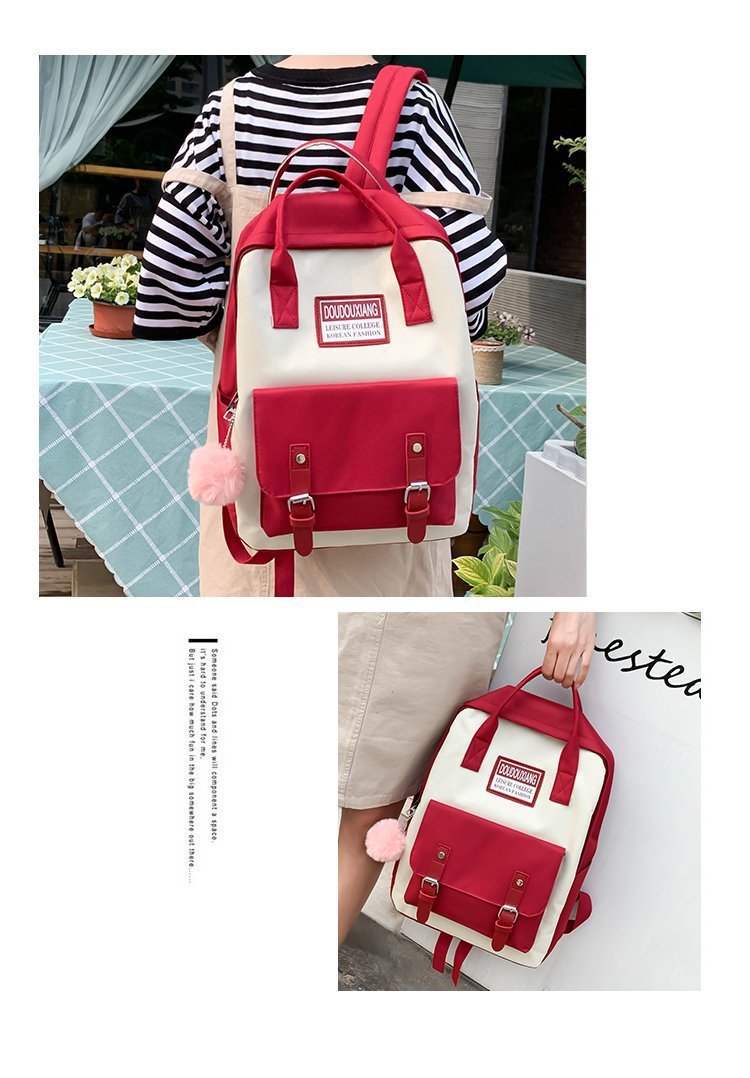 New design 4pcs set backpack bag book bag woman bag canvas bag