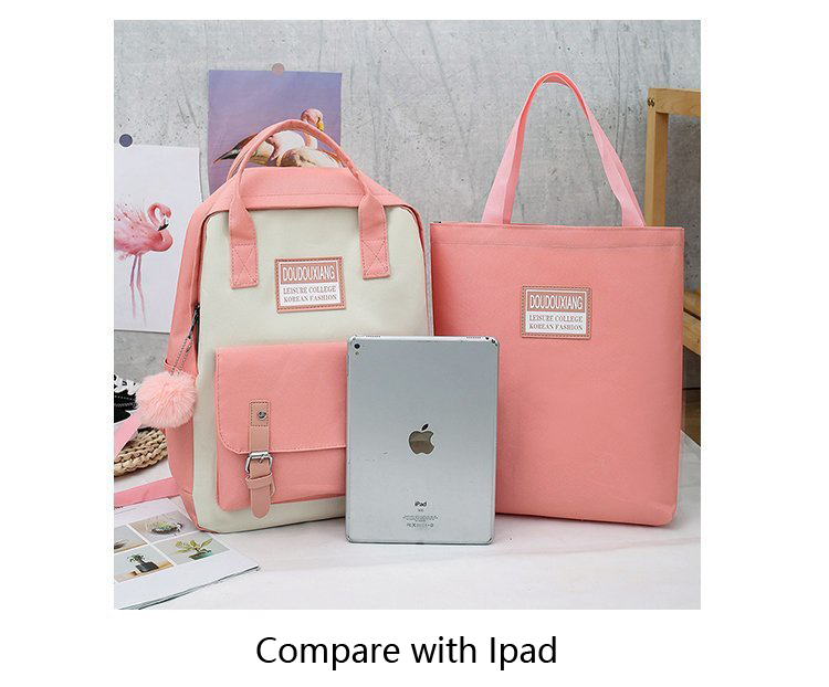 New design 4pcs set backpack bag book bag woman bag canvas bag