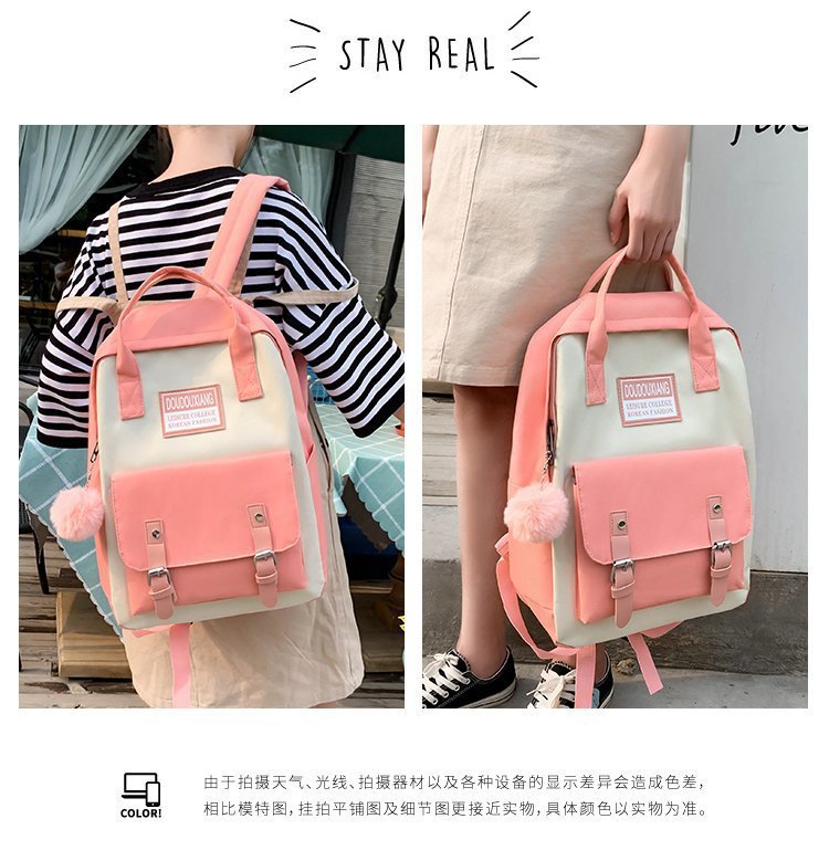 New design 4pcs set backpack bag book bag woman bag canvas bag