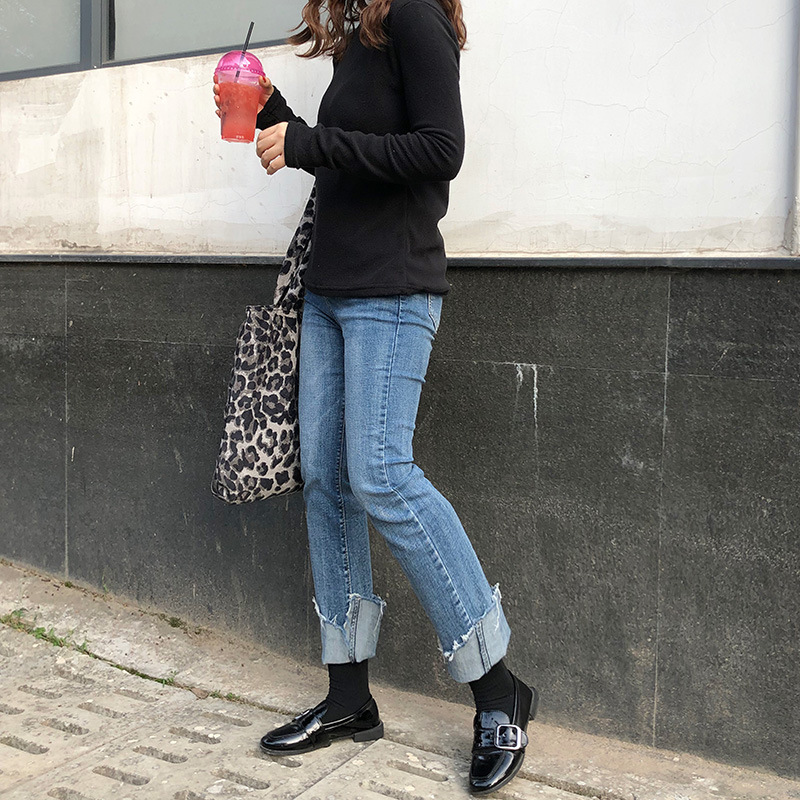 FASHION WOMEN'S HANDBAG LADIES BAG LEOPARD PRINT TEXTURE BAG CORDUROY MATERIAL