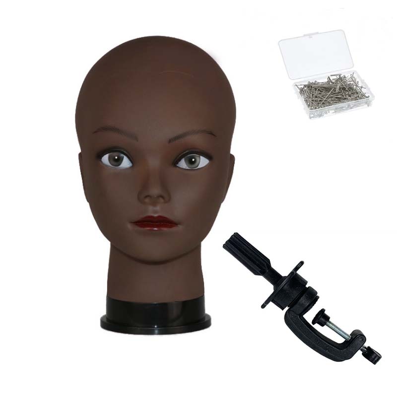 Insert Pin Afro black mannequin head wig stand hair stand hat glasses display soft PVC material
