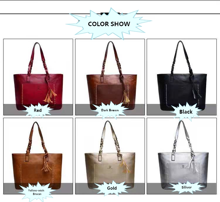 New desigh 1pc women&apos;s big handbags ladies bag  fashion tassels high quality PU bag