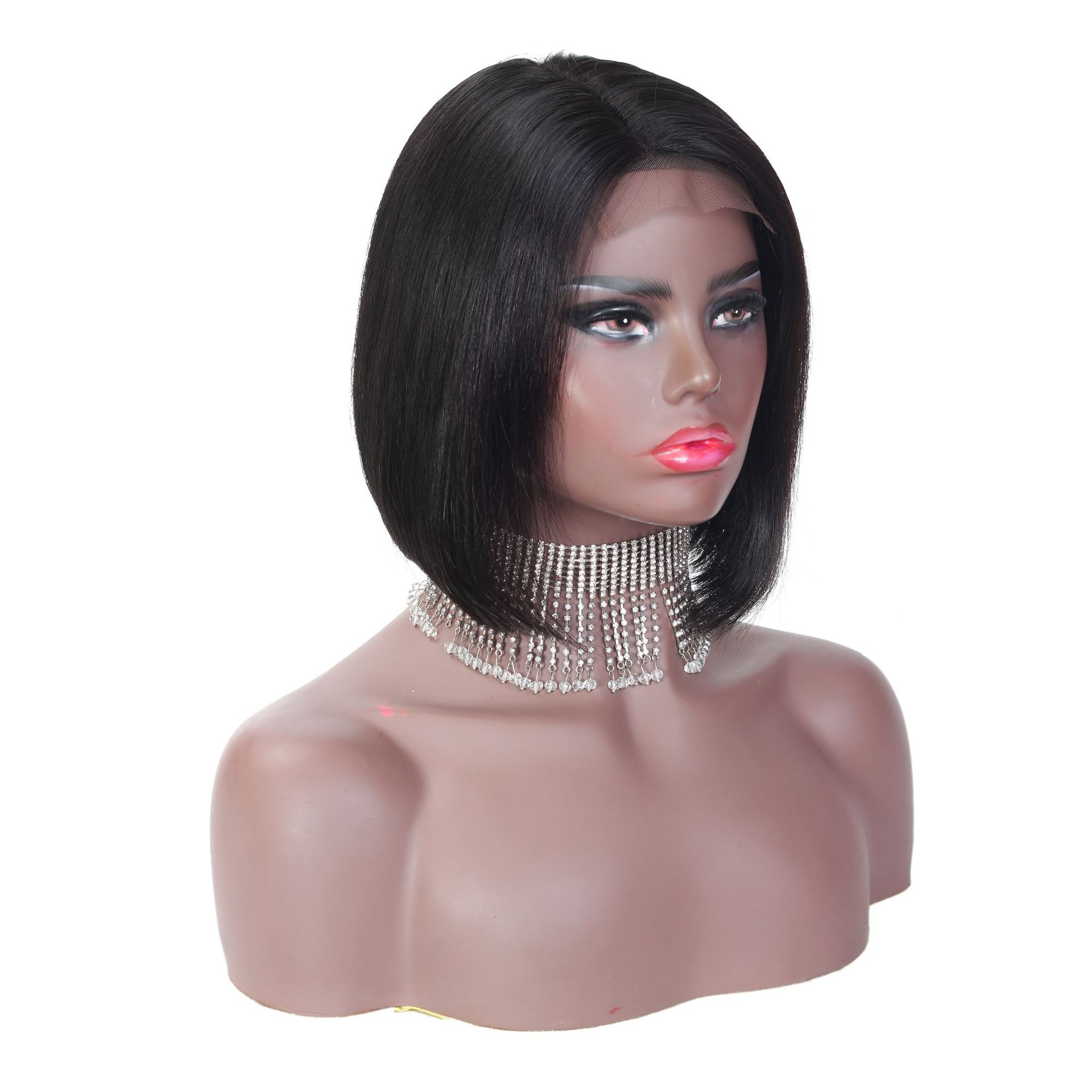 13*4 Frontal lace wig human hair weave 10 inch nature black color