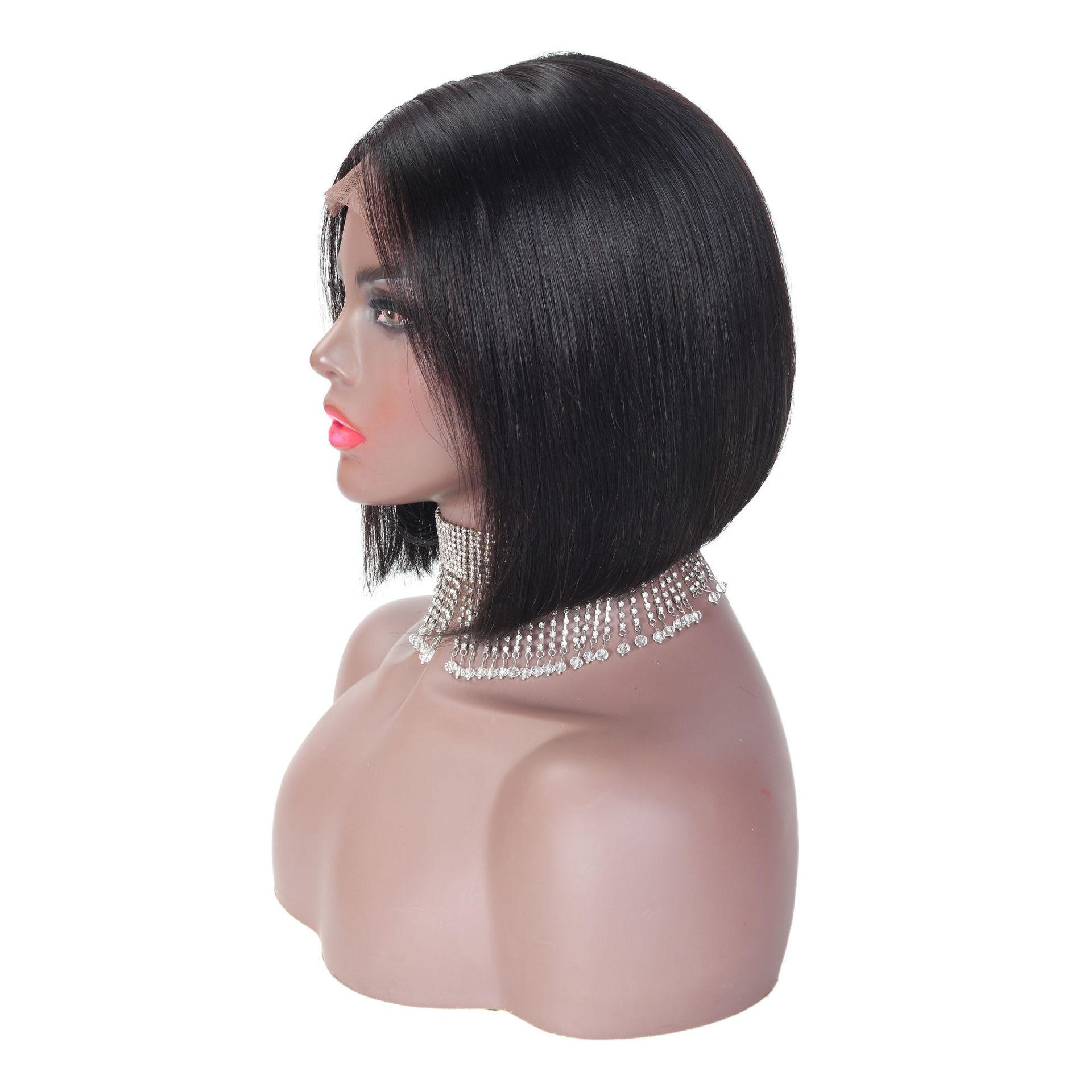 13*4 Frontal lace wig human hair weave 10 inch nature black color