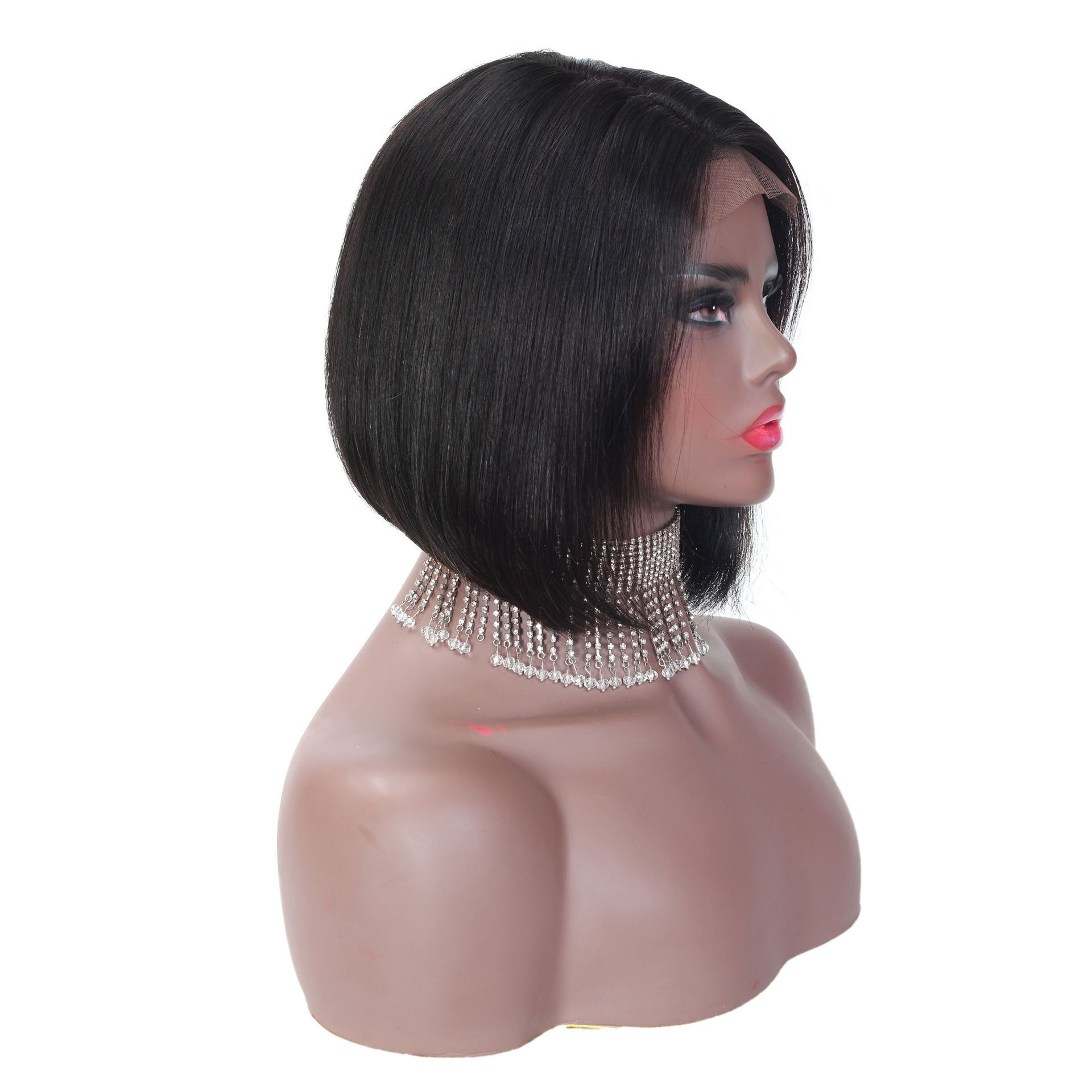 13*4 Frontal lace wig human hair weave 10 inch nature black color