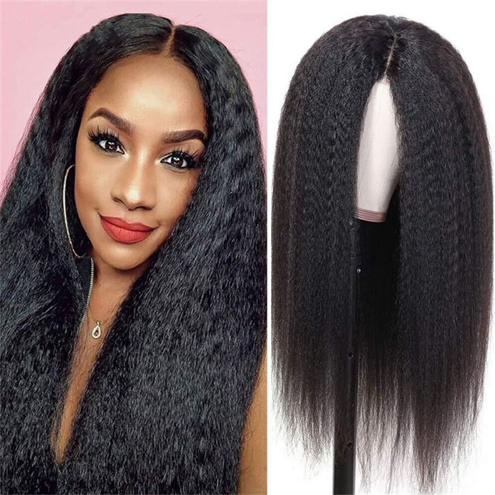 Women Synthetic Natural Smooth Long Black Hair Wigs Synthetic Kinky Straight Wigs