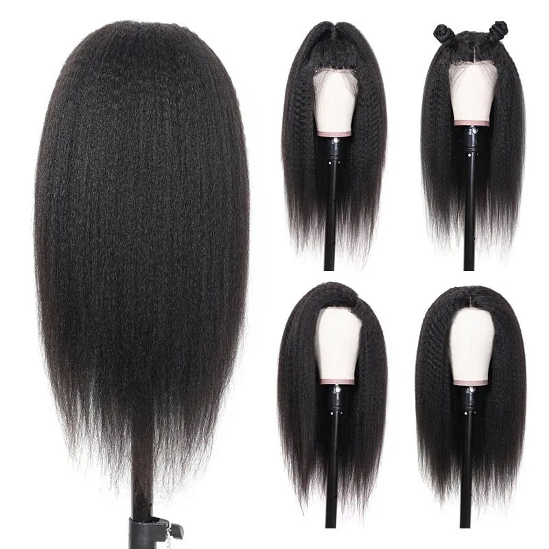 Women Synthetic Natural Smooth Long Black Hair Wigs Synthetic Kinky Straight Wigs