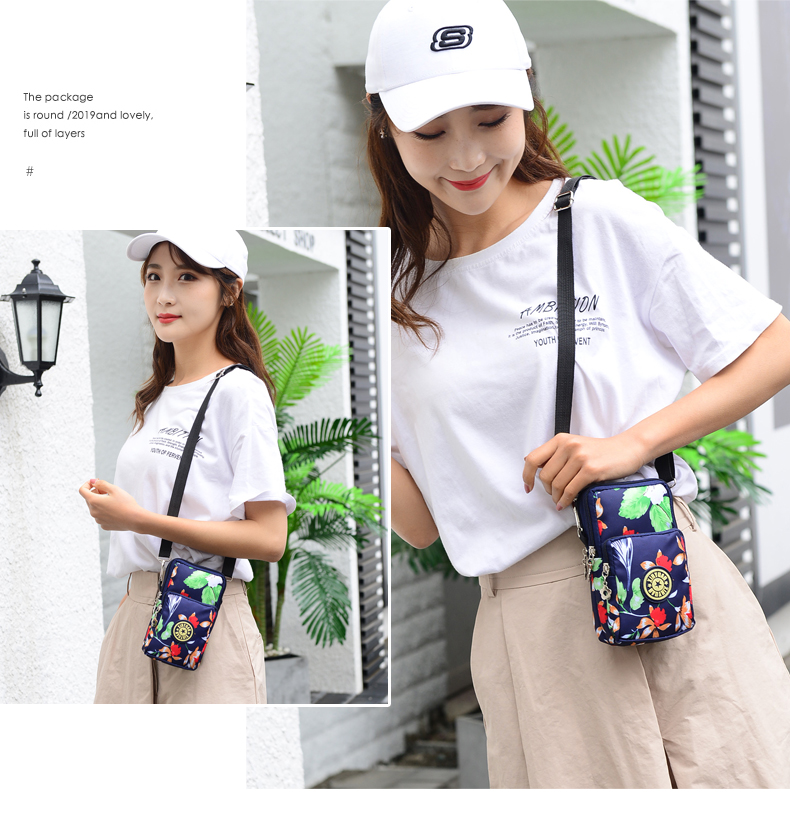 2021 Fashion Women's bag Messenger bag phone bag sport bag coin purse nylon material with flower