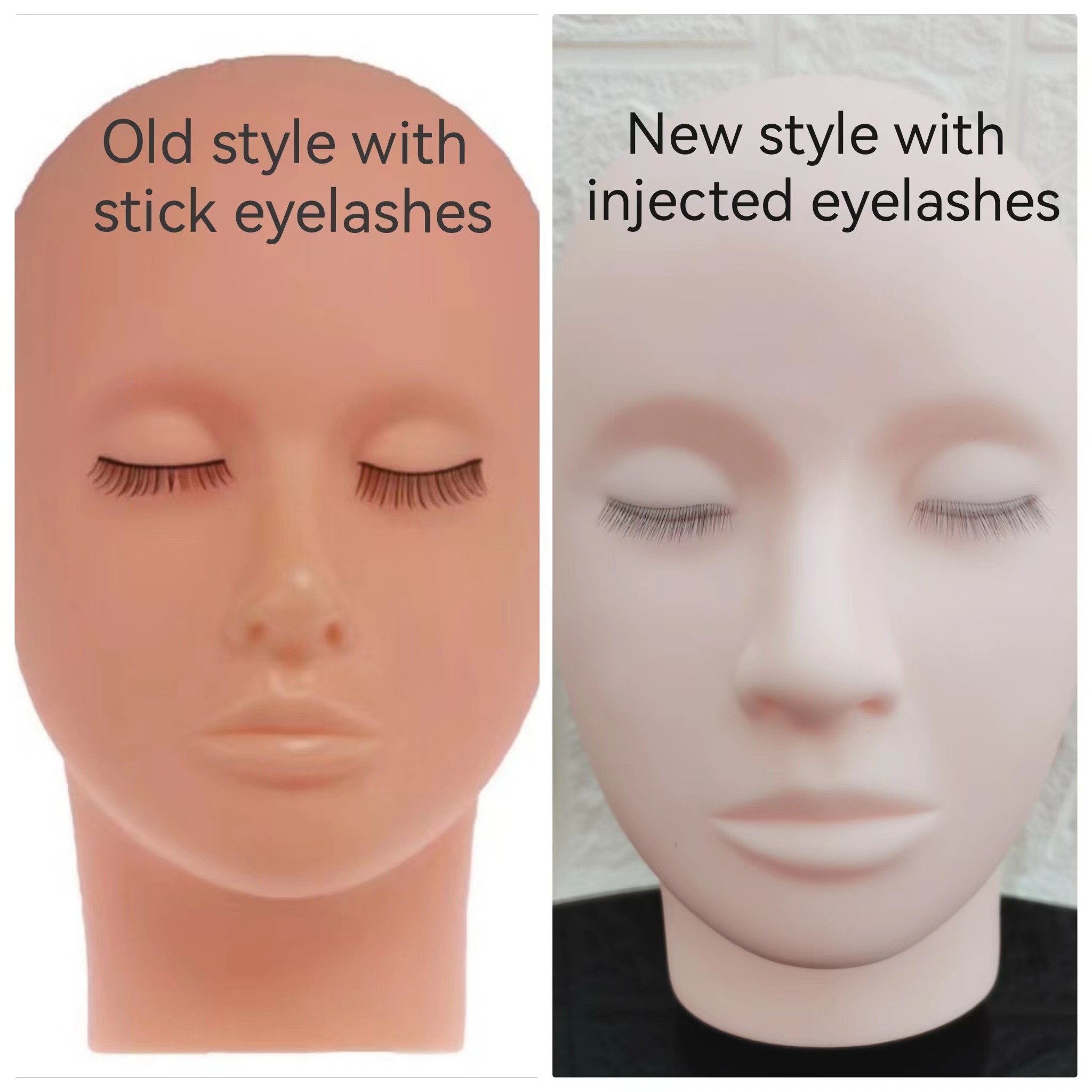 New Arrival Silicone Injected Eyelashes Makeup Tools Practice Lash Rubber Eyelash Extension Training Mannequin Head