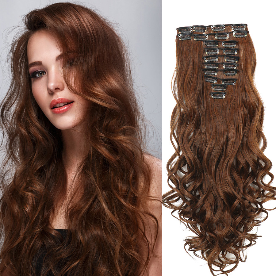 Fashion Africa Clips Hair 12pcs/set clip in hair extensions fiber hair 26" body wave hair extensions