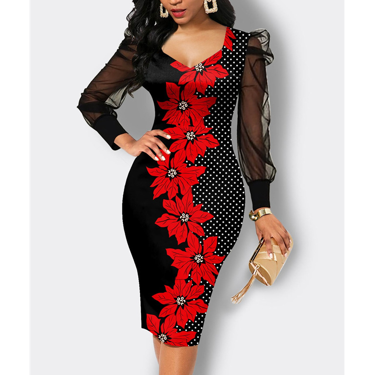 2023 Summer women's dresses print flower dress S-5XL dress sheath dress middle and long dresses