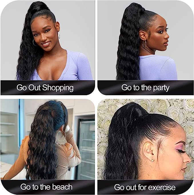 Ponytail Extension Synthetic Fiber Hair Extension Tie Up Ponytail Heat Resistant Drawstring Hair Ponytail