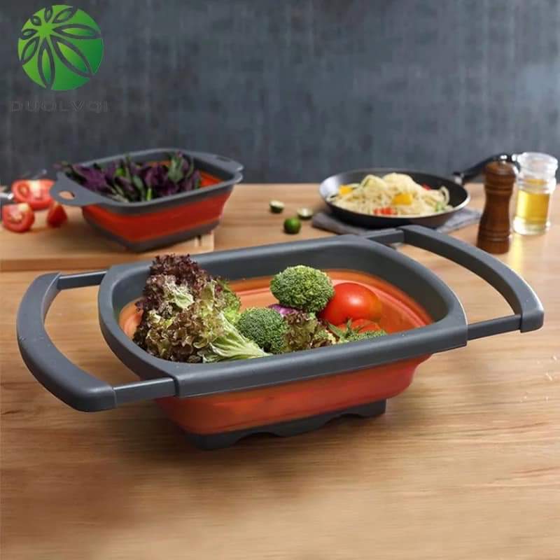 Collapsible Over The Sink Kitchen Collander With Adjustable Handles