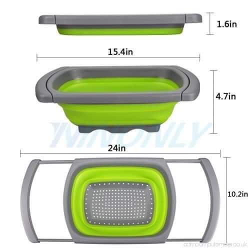 Collapsible Over The Sink Kitchen Collander With Adjustable Handles