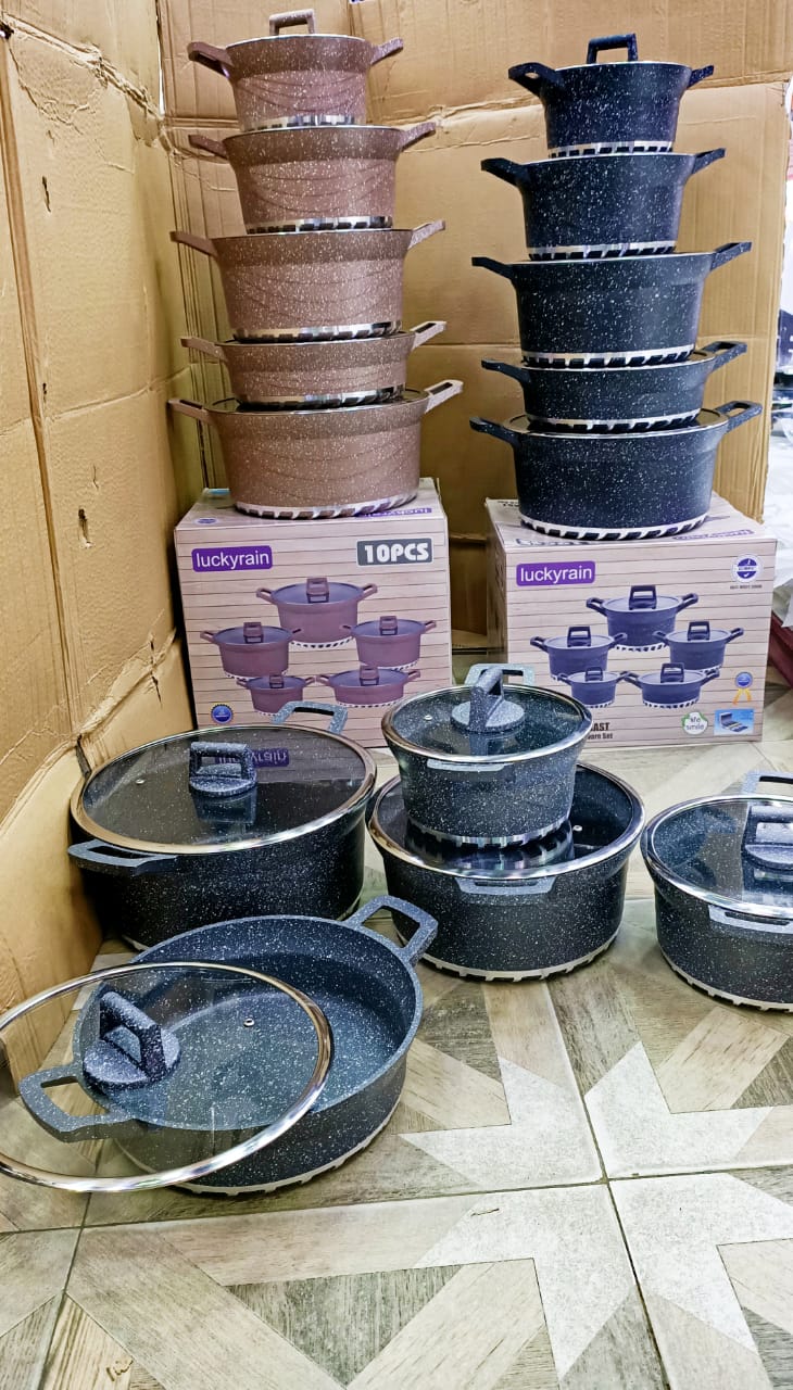 10 Pieces High Quality Luckyrain Granite Kitchen Cookware Set