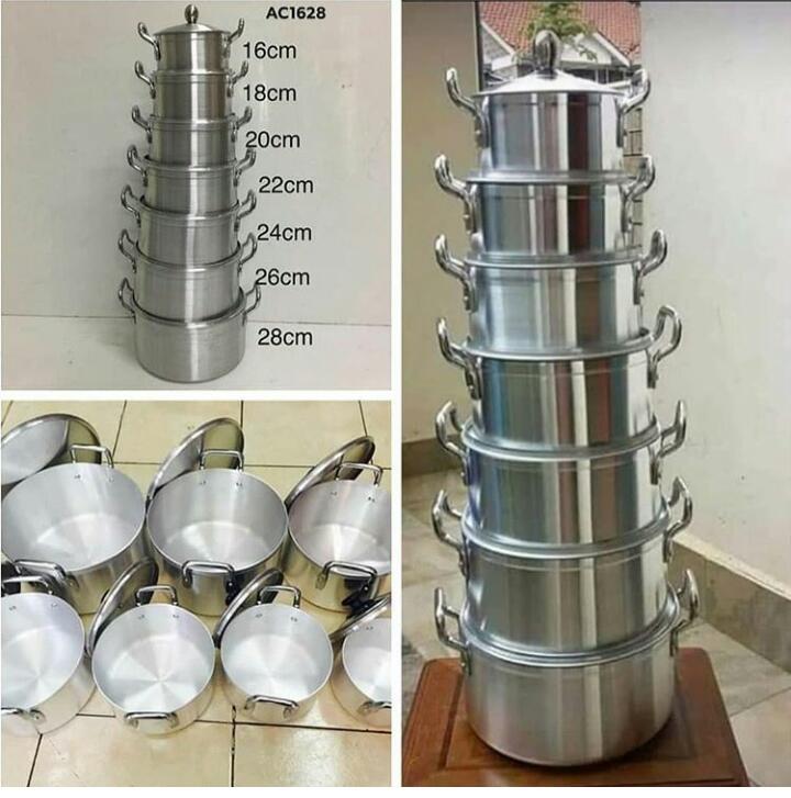 14  Pieces(7 Pots and 7 Lids) Medium Heavy Stainless Steel Cookware