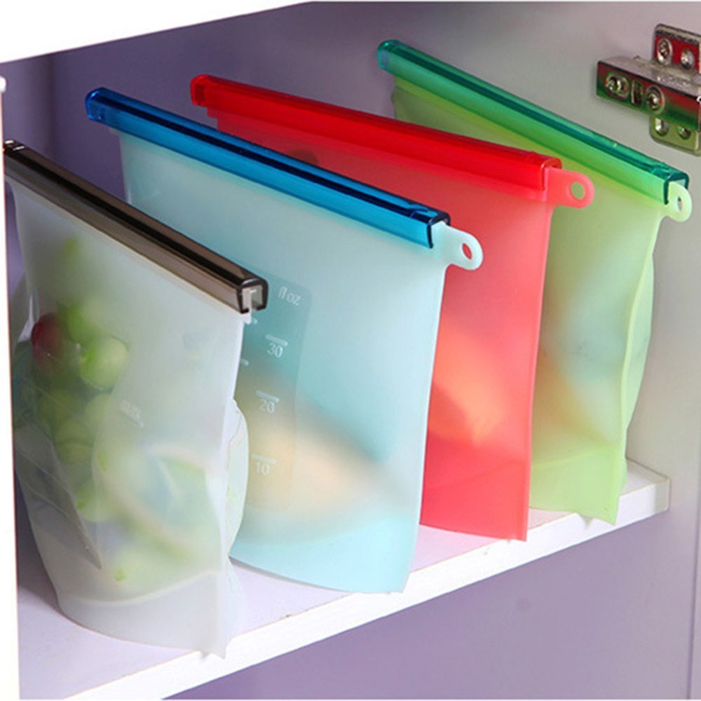 5 Pieces Reusable Silicone Fridge Food Storage Kitchen Bags