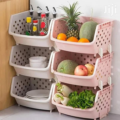 4 Tiers Plastic Home Kitchen Vegetable Storage Rack