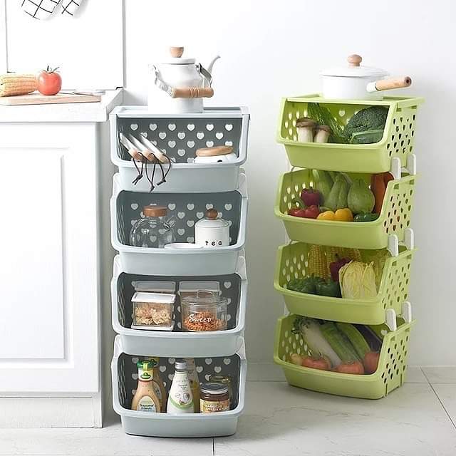 4 Tiers Plastic Home Kitchen Vegetable Storage Rack