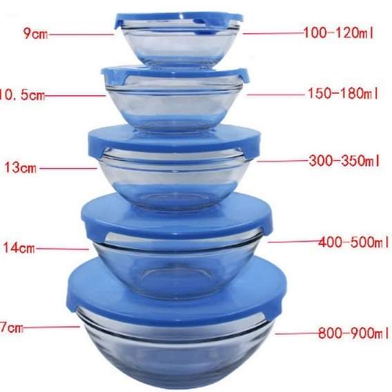 5 Pieces Kitchen Glass Bowls Set