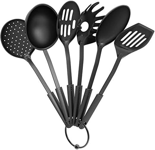 Set Of 6 Kitchen Non-Stick Cooking And Serving Spoons
