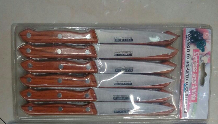 Set of 6: Kitchen Tools Stainless Steel Fruit Knives With Wooden Handles