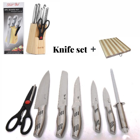 Starboard Kitchen Tools: Knife Set Plus Free Chopping Board And Bamboo Holder/Stand