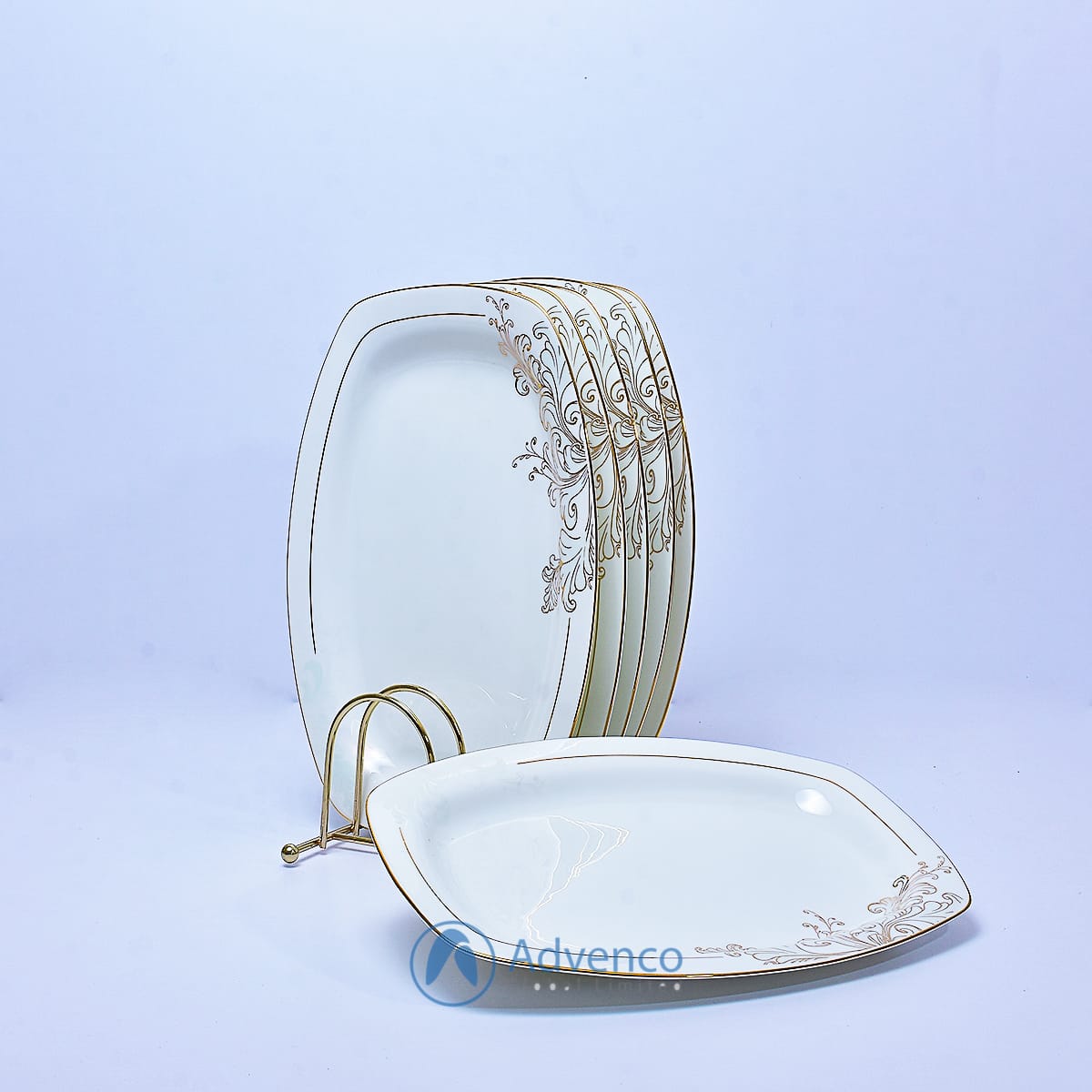 Set of 6 Fine Bone Chine Square Dinner Plates