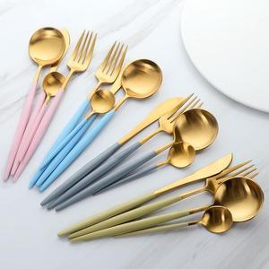 24 Pieces New Slim Design High Quality Golden Stainless Steel Kitchen Cutlery Set