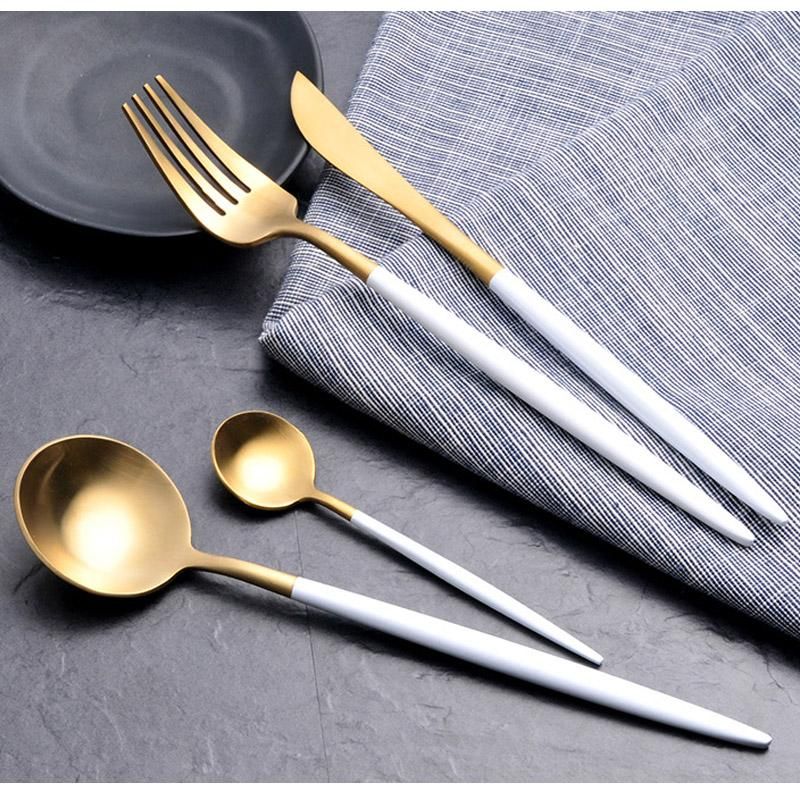 24 Pieces New Slim Design High Quality Golden Stainless Steel Kitchen Cutlery Set