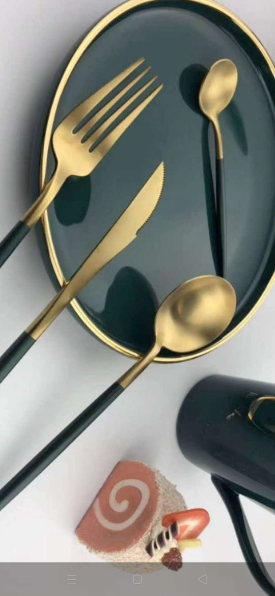 24 Pieces New Slim Design High Quality Golden Stainless Steel Kitchen Cutlery Set