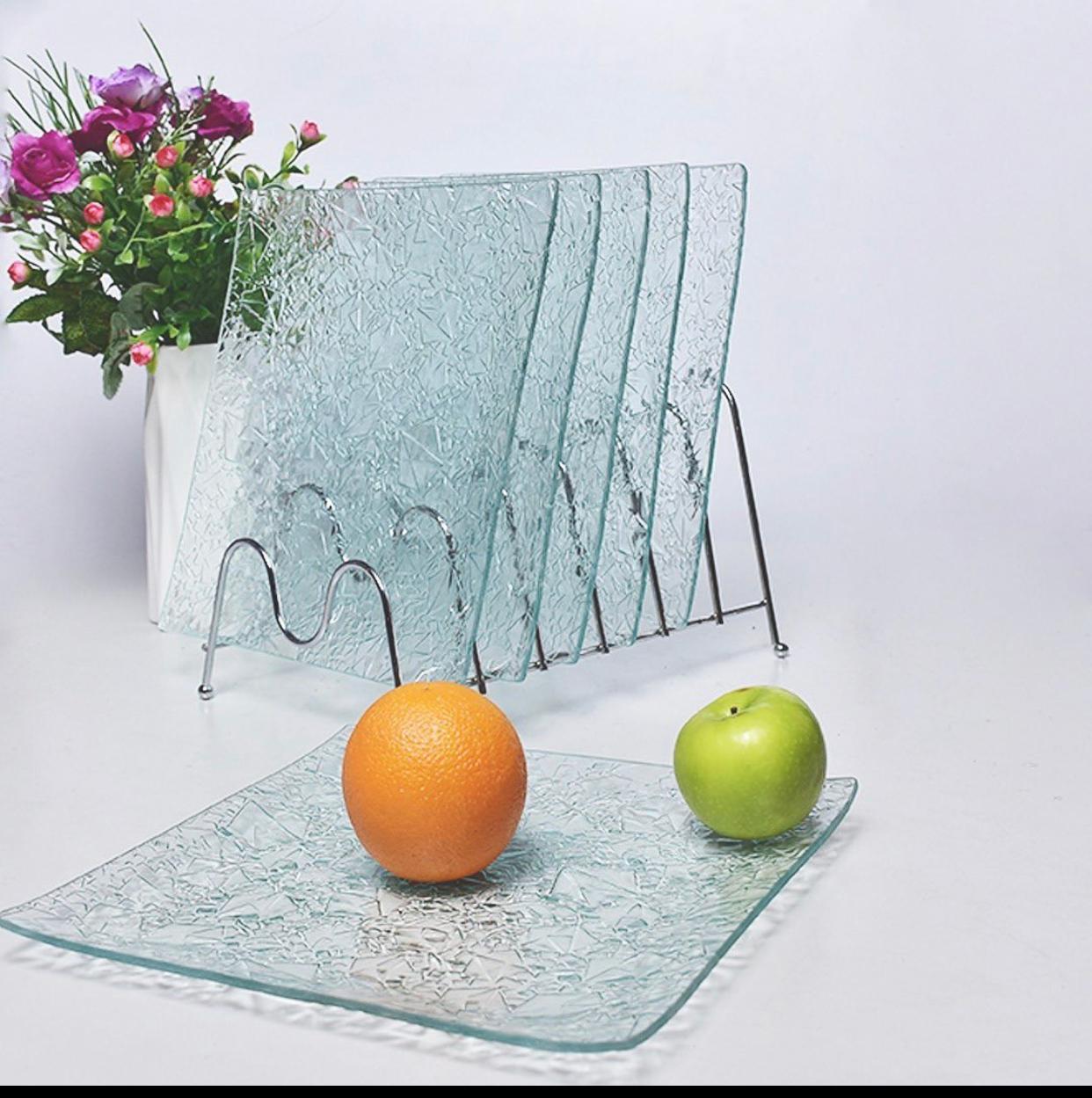 6 Pieces Cracked Glass Dinner Plates Set