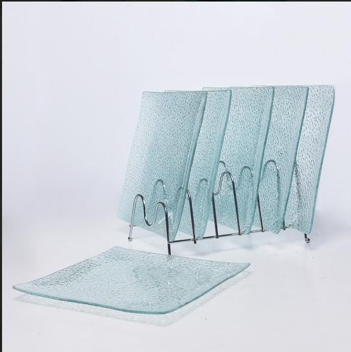 6 Pieces Bubble Glass Dinner Plates