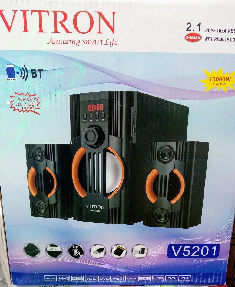 Vitron 2-1 10000W Woofer/Speaker With Remote Control AC/DC Function, FM Radio,BT,USB/Flash,SD Port