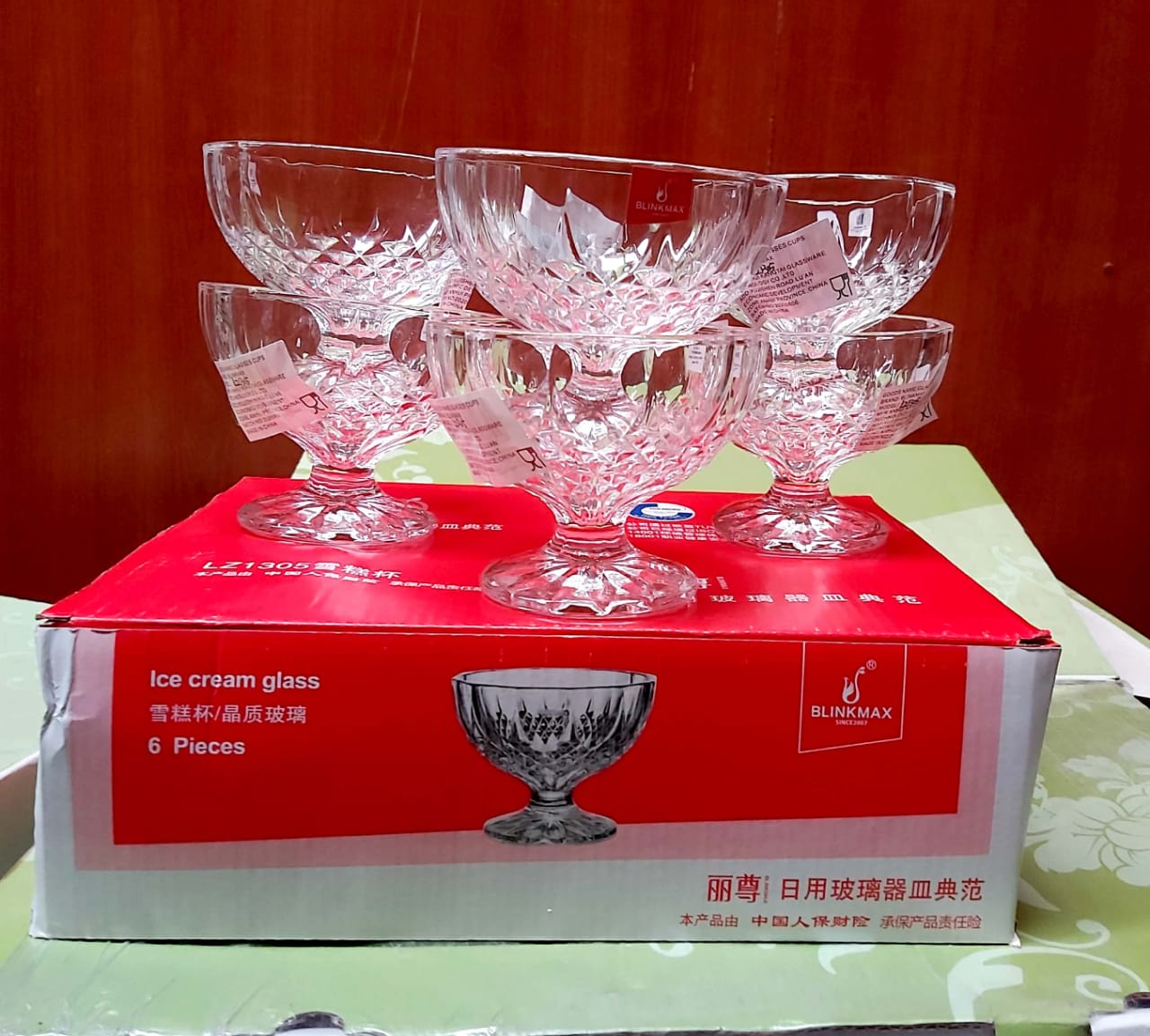 6 pc High quality ice cream kitchen and dining glasses