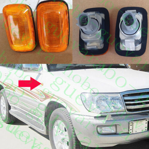 For Land Cruiser LC100 4700 1998-2007 Car Yellow Left Right Leaf Plate Lamp Cover