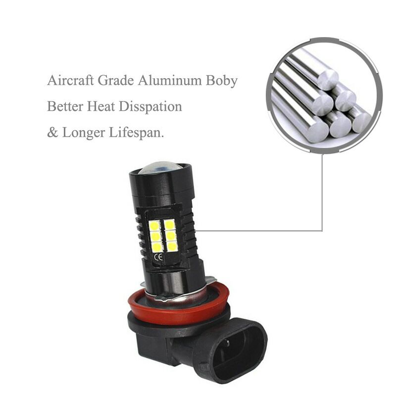 2X H11 3030 21SMD  21 LED Car Fog Light Headlight Day Running Driving Lamp Bulb White 12V 21W