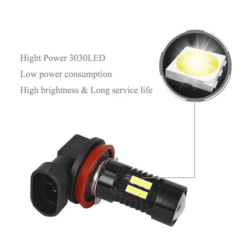 2X H11 3030 21SMD  21 LED Car Fog Light Headlight Day Running Driving Lamp Bulb White 12V 21W