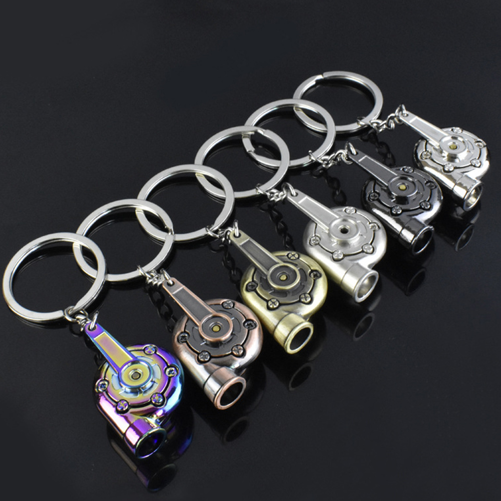 1x Turbo Turbocharger Keychain Turbine Key Ring Metal Keyring Car Styling Golden Silver Black Colourful Bronze Brown