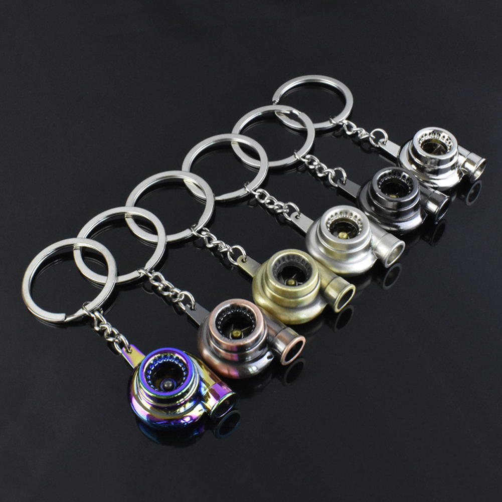 1x Turbo Turbocharger Keychain Turbine Key Ring Metal Keyring Car Styling Golden Silver Black Colourful Bronze Brown