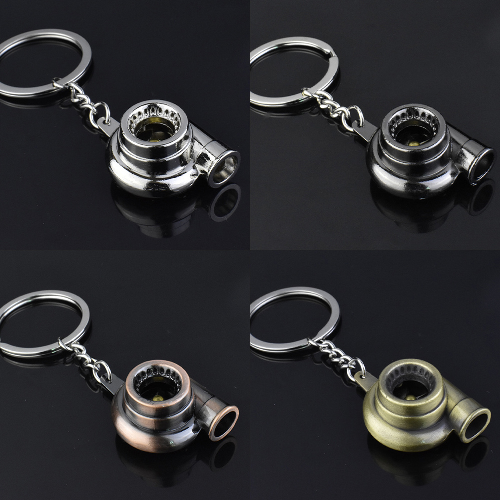 1x Turbo Turbocharger Keychain Turbine Key Ring Metal Keyring Car Styling Golden Silver Black Colourful Bronze Brown