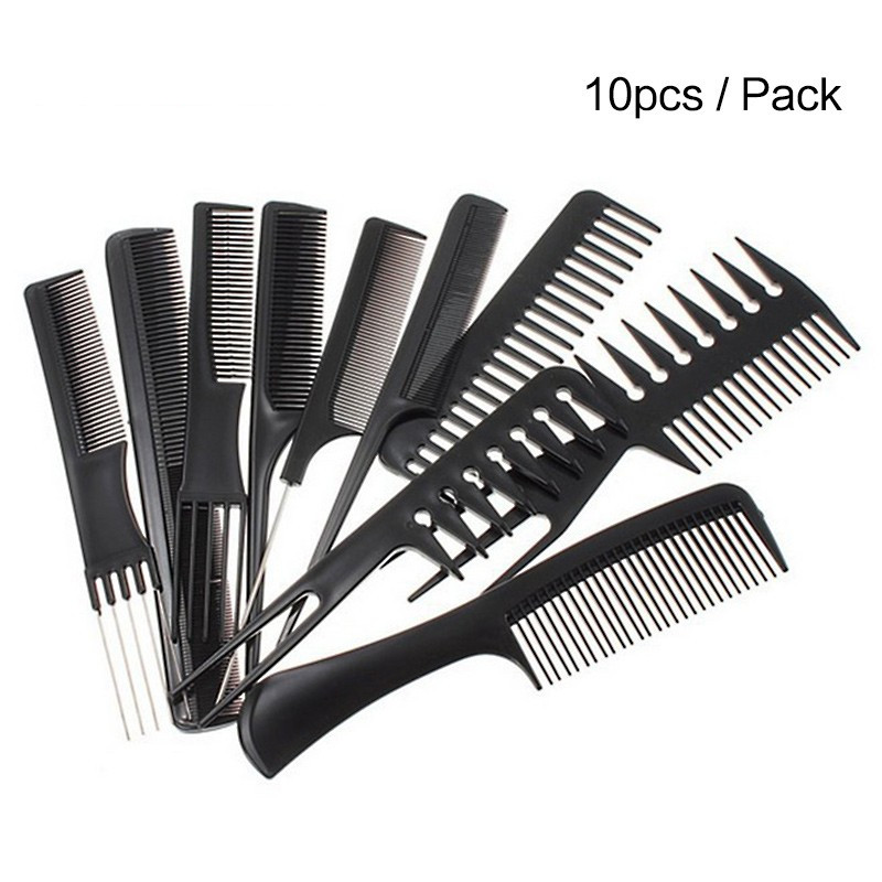 Hair Brushes Set Anti-Static Hairdressing   Washing Brush Heat Resistance Fine Tooth Tail Comb 10Pcs