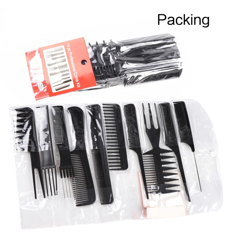 Hair Brushes Set Anti-Static Hairdressing   Washing Brush Heat Resistance Fine Tooth Tail Comb 10Pcs