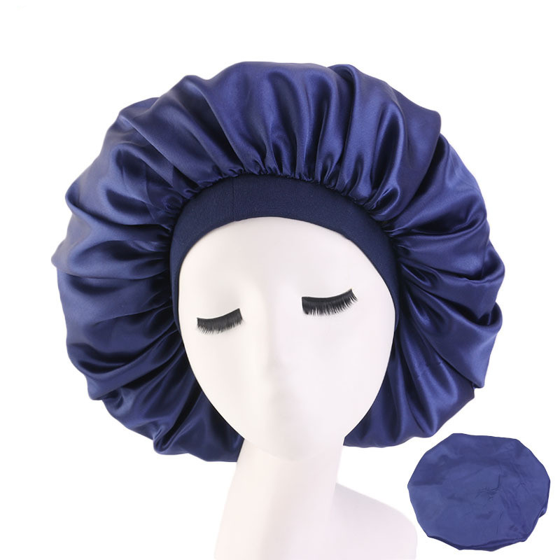Large Print Satin Silky Bonnet Sleep Cap Width Elastic Band  Head Wrap Lady Hair Accessories