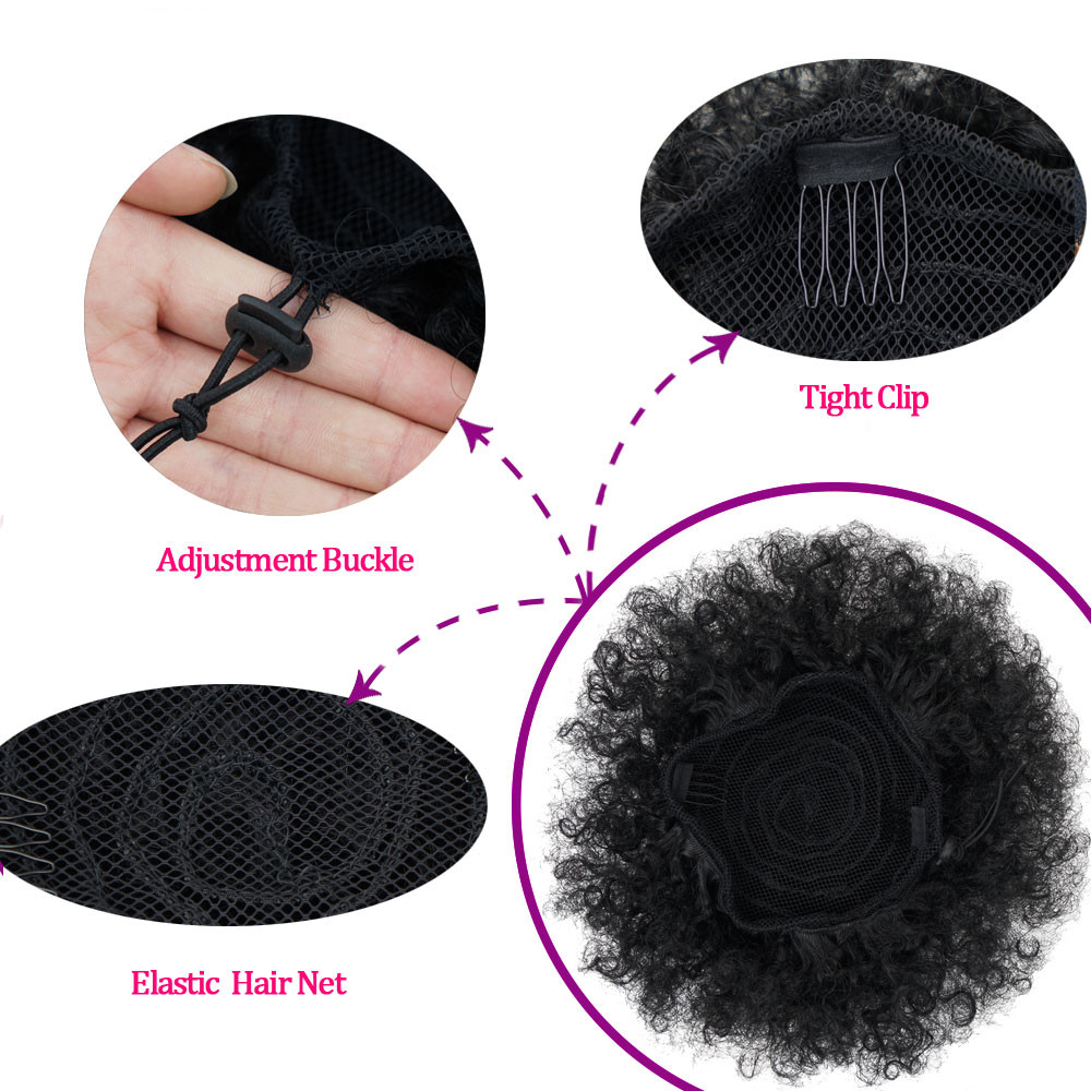 Afro Puff Hair Claw Clip Ponytail Hair Extensions Drawstring Natural Hair Ponytail  Hair Synthetic