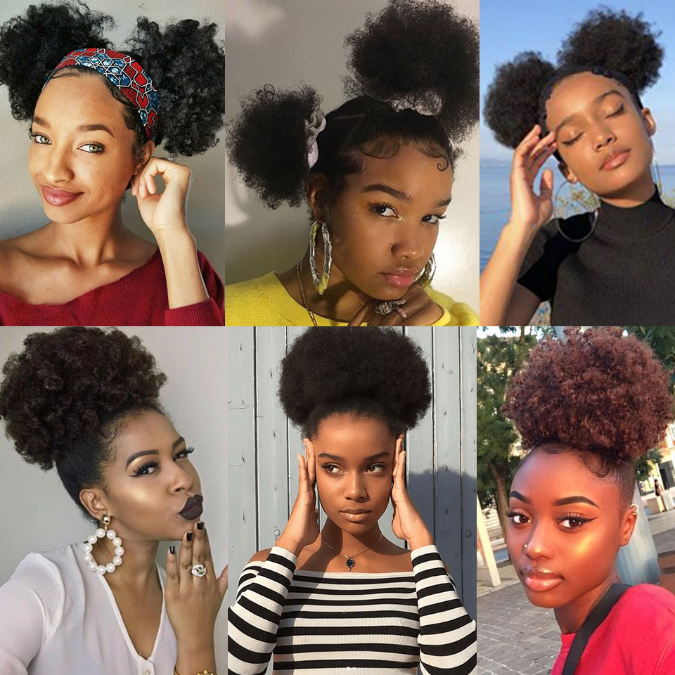 Afro Puff Hair Claw Clip Ponytail Hair Extensions Drawstring Natural Hair Ponytail  Hair Synthetic