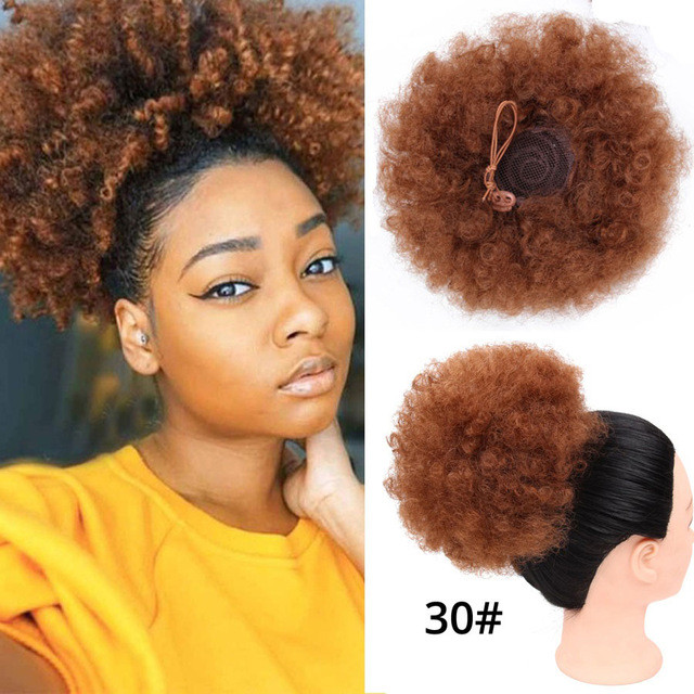 Afro Puff Hair Claw Clip Ponytail Hair Extensions Drawstring Natural Hair Ponytail  Hair Synthetic