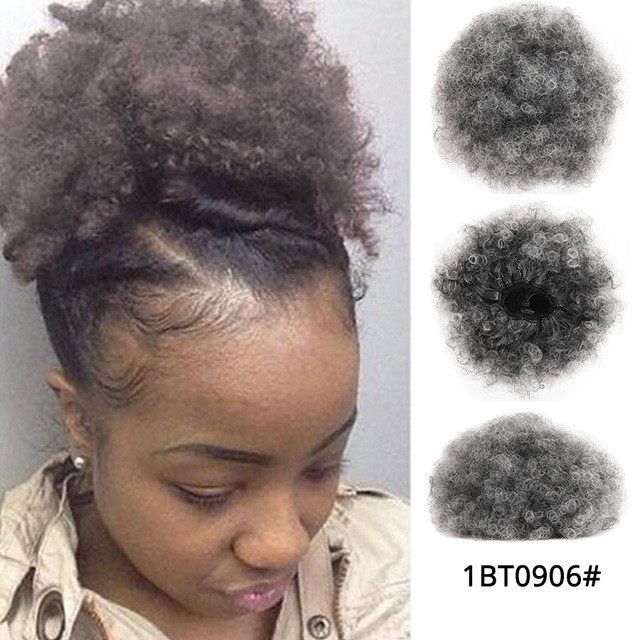 Afro Puff Hair Claw Clip Ponytail Hair Extensions Drawstring Natural Hair Ponytail  Hair Synthetic